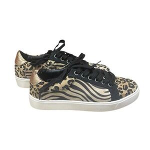 Dirty Laundry Animal‎ Print Sneakers Leopard Zebra Gold Accent Size 5.5